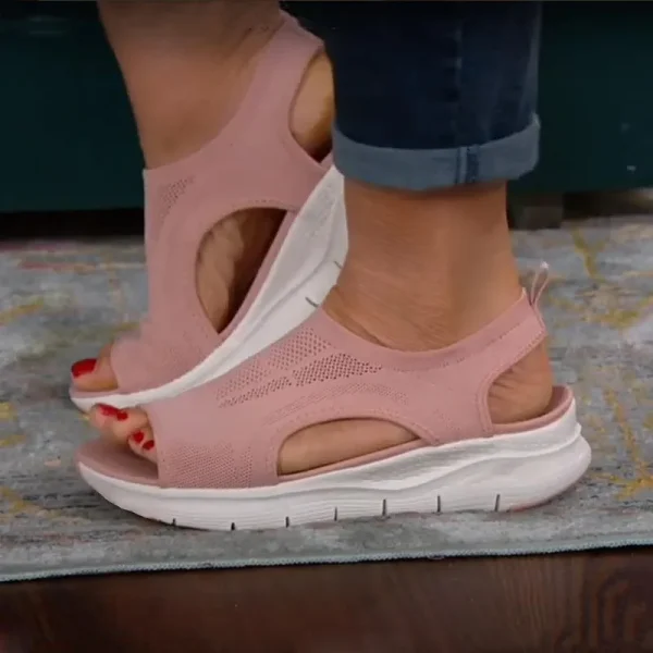 Casual Light Mesh Fish Platform Open Toe Wedge Sandals - Image 2