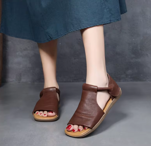 Casual Lightweight Cross Adjustable Ankle Strap With Open-Toe Flat Sandals - Image 2