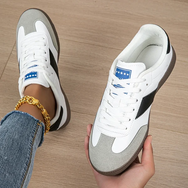 Casual Lightweight Round Toe Non-Slip Lace-Up Low Heel Sports Shoes - Image 4