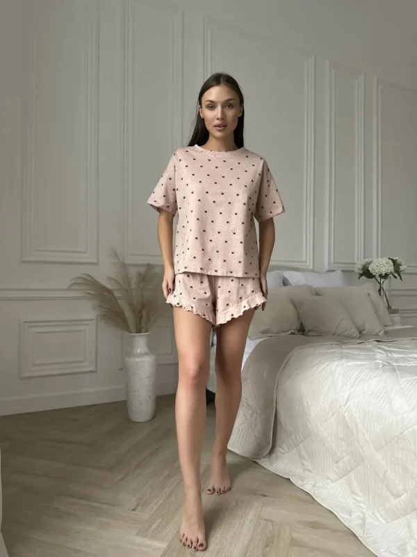 Casual Loose Fit Comfortable Round Neck Two-Piece Pajamas Set - Image 13