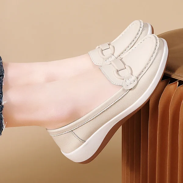 Casual Novelty Cow Leather Slip-On Round Toe Flat Shoes - Image 16