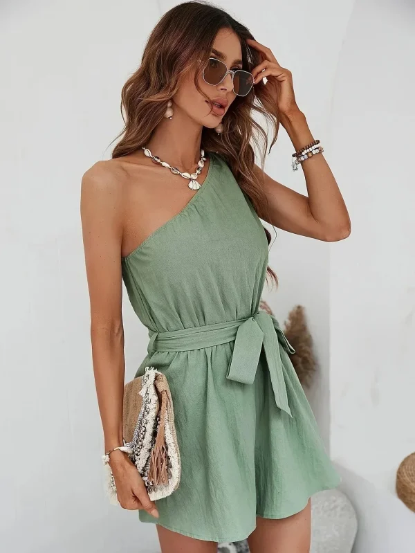 Casual Party Beach Sweet Retro Solid Color Streetwear Jumpsuit - Image 4