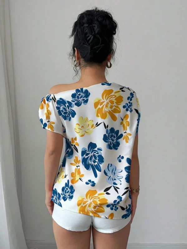 Casual Printed Short Sleeve Turn-Down Collar Shirts Blouses Tops - Image 18