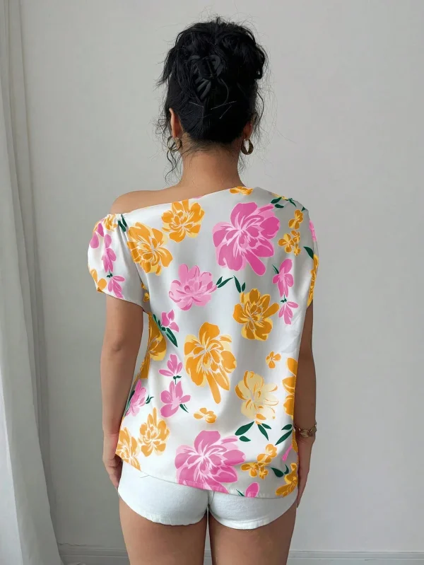 Casual Printed Short Sleeve Turn-Down Collar Shirts Blouses Tops - Image 6