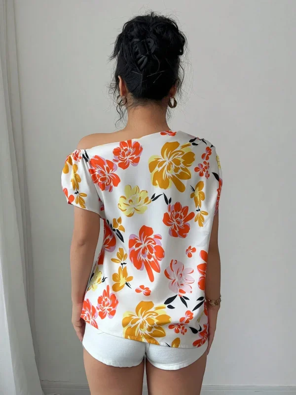 Casual Printed Short Sleeve Turn-Down Collar Shirts Blouses Tops - Image 12