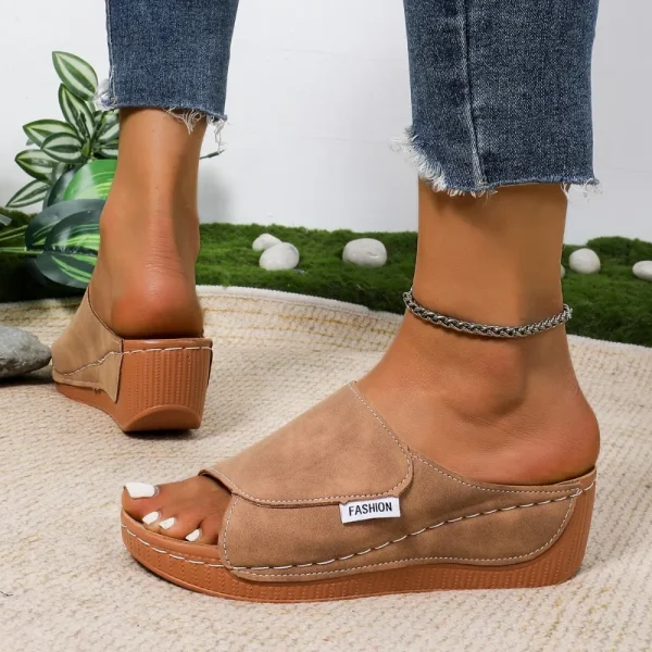 Casual Pull On Beach Style Wedge Slip On Slippers Footwear - Image 5