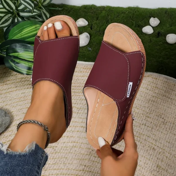 Casual Pull On Beach Style Wedge Slip On Slippers Footwear - Image 4
