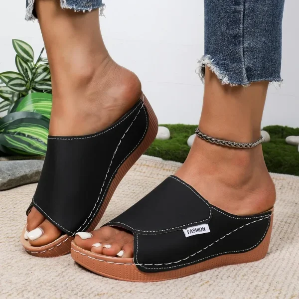 Casual Pull On Beach Style Wedge Slip On Slippers Footwear - Image 2