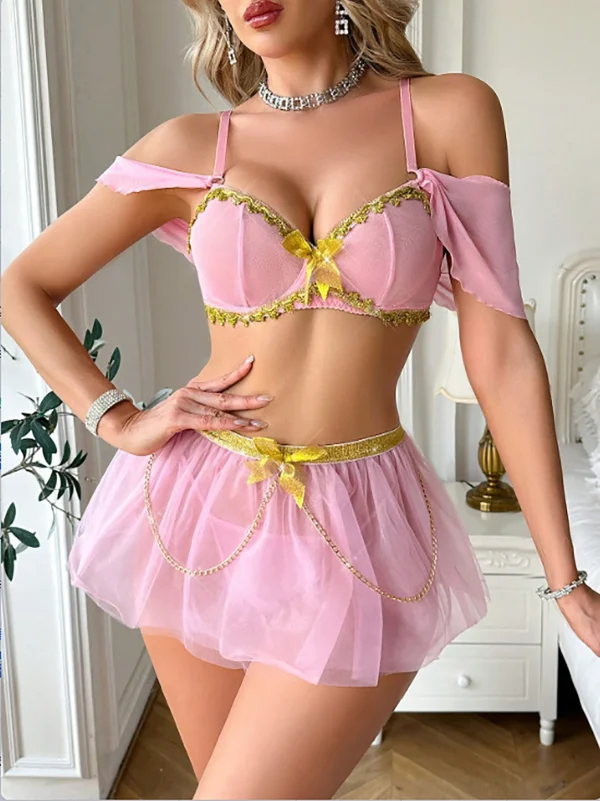 Casual Sequin Bowknot Uncensored Fairy tales Tulle Cinderella Princess Set - Image 2