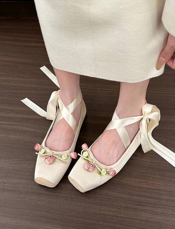 Casual Soft Sole Cross Ankle Strap Ballet Flats Square Toe Shallow Sandals - Image 10