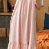 Retro Spaghetti Strap V-Neck Floral Print Cotton Night Dress - Image 2