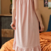 Retro Spaghetti Strap V-Neck Floral Print Cotton Night Dress - Image 3