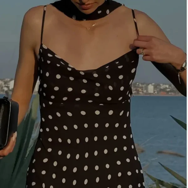 Casual Square Neck Sleeveless High Waist Temperament Long Dress - Image 5
