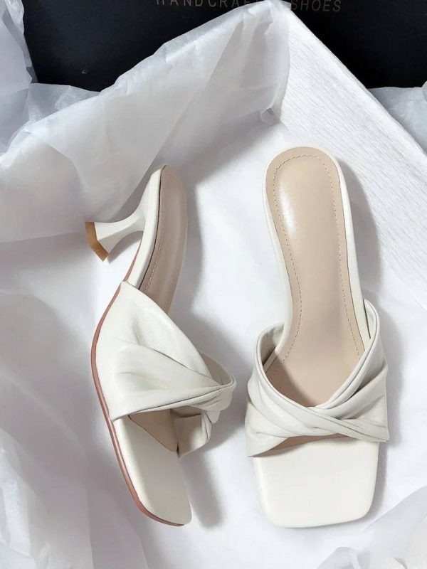 Casual Shallow Square Open Toe High Heels Outdoor Sandals - Image 3