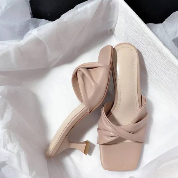 Casual Shallow Square Open Toe High Heels Outdoor Sandals - Image 8