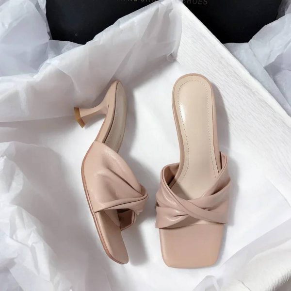 Casual Shallow Square Open Toe High Heels Outdoor Sandals - Image 7