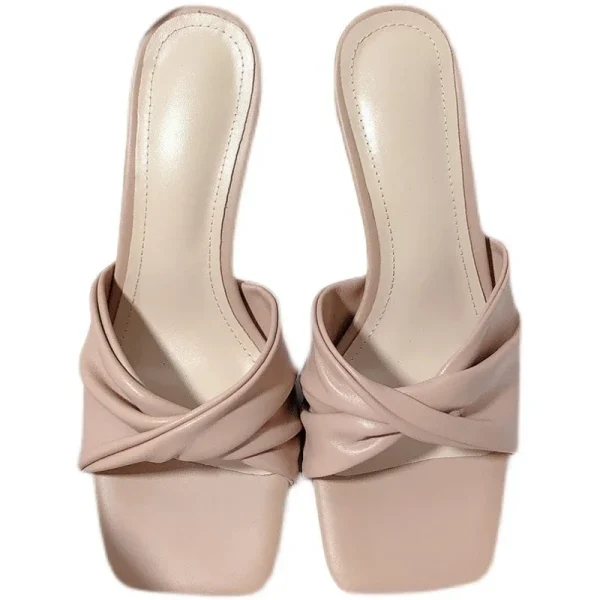 Casual Shallow Square Open Toe High Heels Outdoor Sandals - Image 10