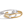 Casual Stainless Steel Smooth Pearl Hollow Open Stylish Minimalist Charm Bangle Bracelet - Image 5