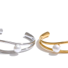 Casual Stainless Steel Smooth Pearl Hollow Open Stylish Minimalist Charm Bangle Bracelet - Image 4