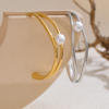 Casual Stainless Steel Smooth Pearl Hollow Open Stylish Minimalist Charm Bangle Bracelet - Image 6