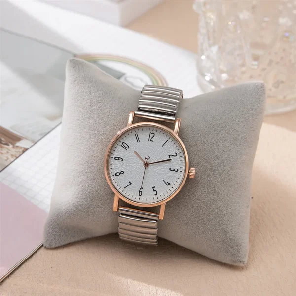 Casual Stainless Steel Stretch Buckleless Strap Ladies Clock Digital Design Quartz Watch - Image 4