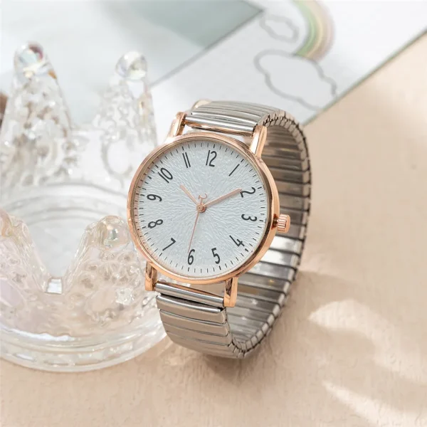 Casual Stainless Steel Stretch Buckleless Strap Ladies Clock Digital Design Quartz Watch - Image 5