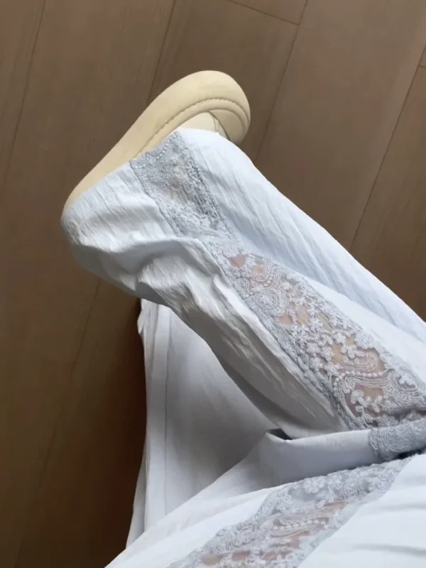 Casual Straight-leg Design Sun Protection Cool Ice Silk Lace Wide-leg Pants - Image 10