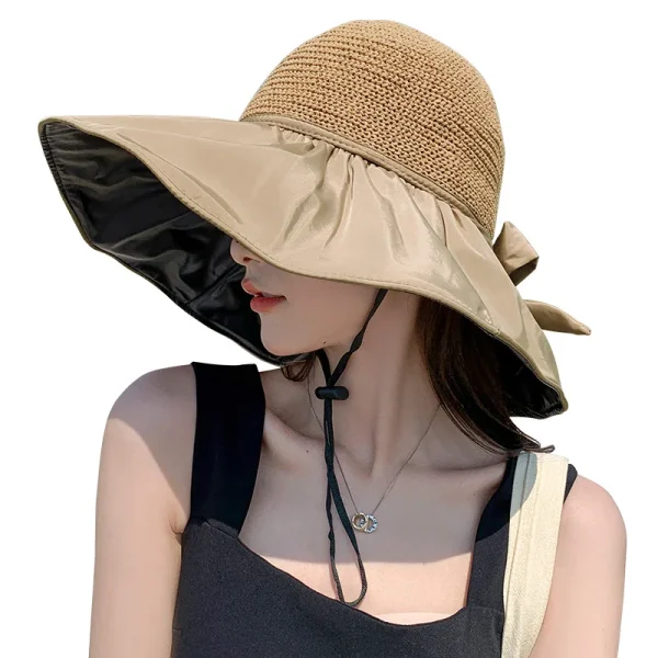 Casual Straw Woven Anti Ultraviolet Visor With Big Brim Seaside Glue Breathable Bucket Hat Sun Hat - Image 6