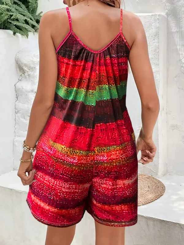 Casual Striped Pockets Drawing Printed Jumpsuit - Image 5