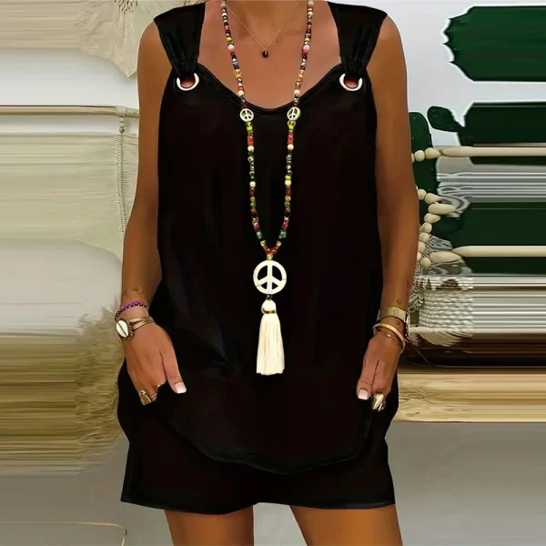 Casual Suspender Sleeveless Solid Color Top and Pants Set - Image 6