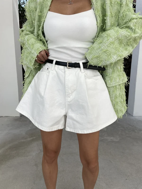 Casual Washed High Waist A-line Denim Shorts Pocket Loose Wide Leg Jeans Shorts - Image 5