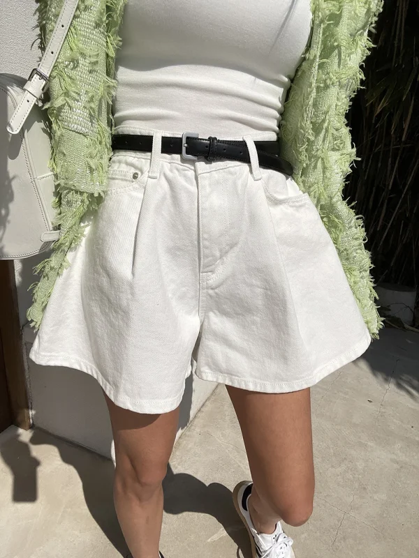 Casual Washed High Waist A-line Denim Shorts Pocket Loose Wide Leg Jeans Shorts - Image 6
