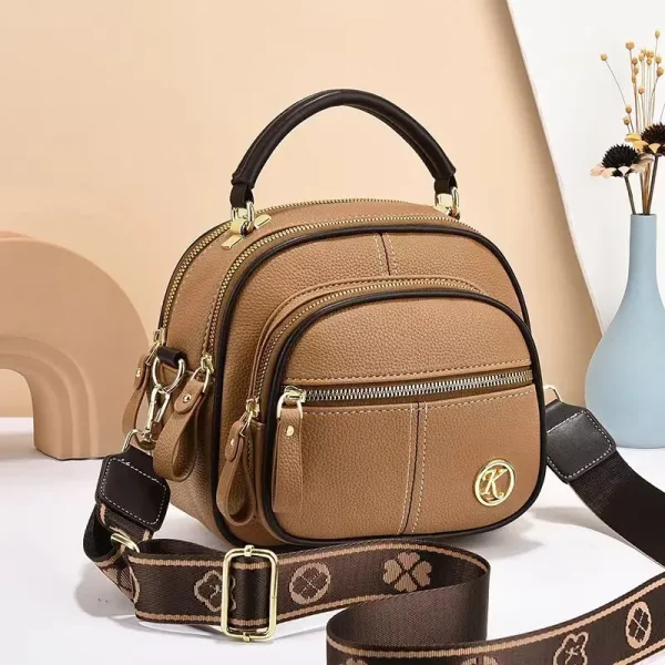 Casual Zipper Closure Faux Leather Solid Color Polyester Lining Mini Chic Crossbody Shoulder Bag - Image 2