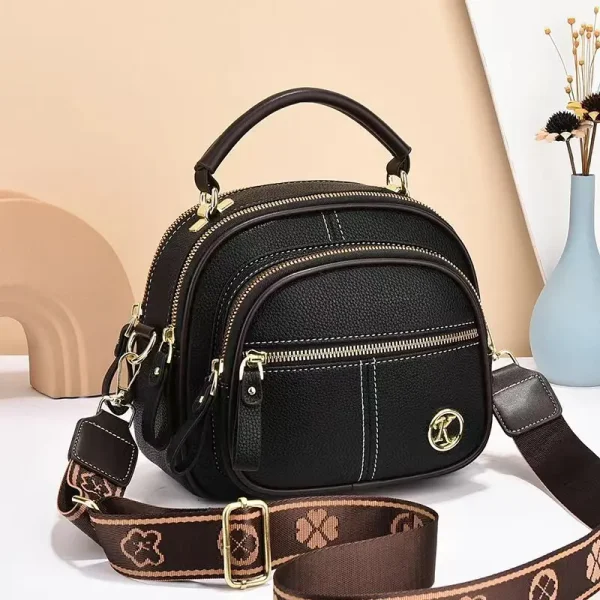Casual Zipper Closure Faux Leather Solid Color Polyester Lining Mini Chic Crossbody Shoulder Bag - Image 3