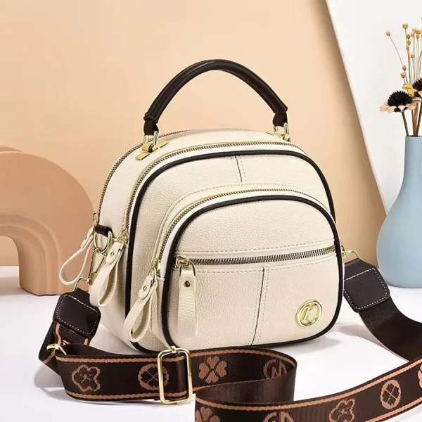 Casual Zipper Closure Faux Leather Solid Color Polyester Lining Mini Chic Crossbody Shoulder Bag - Image 4