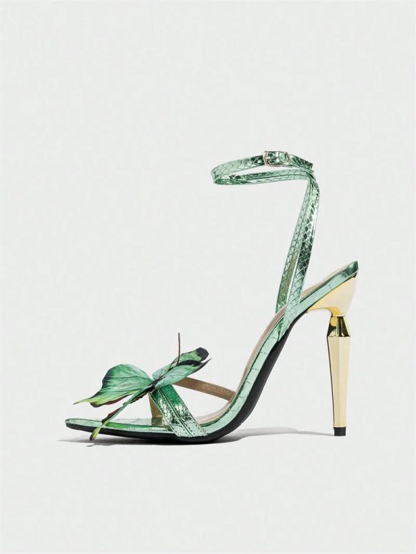 Chic Butterfly Pointed Open Toe Metal Strange Party High Heels Sandals - Image 5