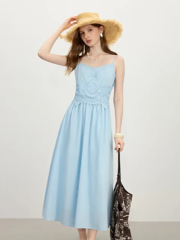 Chic Strappy Holiday Season Beach Stitching Lace Dress - Image 6