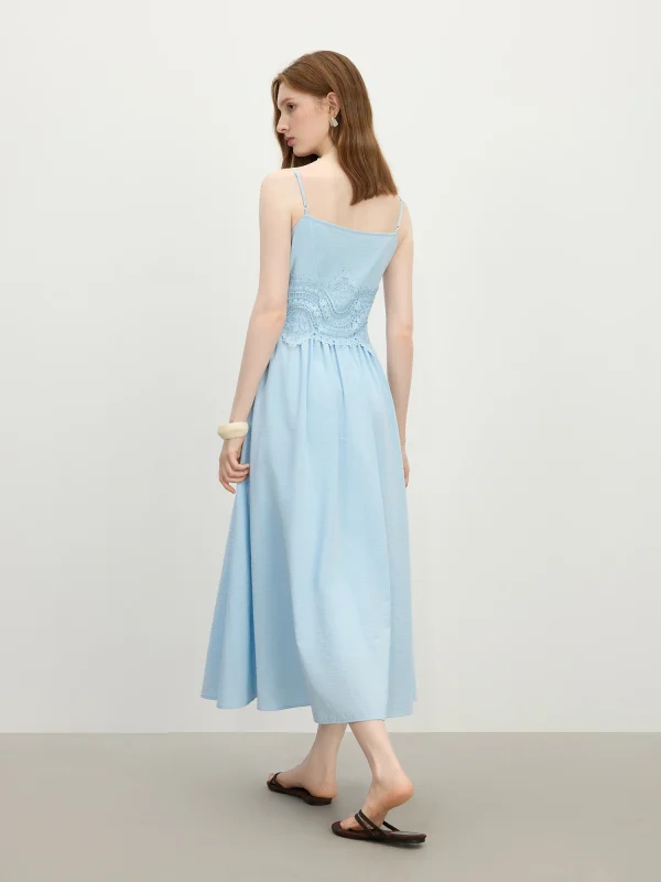 Chic Strappy Holiday Season Beach Stitching Lace Dress - Image 8