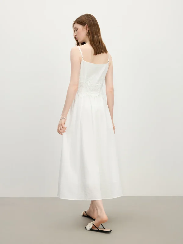 Chic Strappy Holiday Season Beach Stitching Lace Dress - Image 4