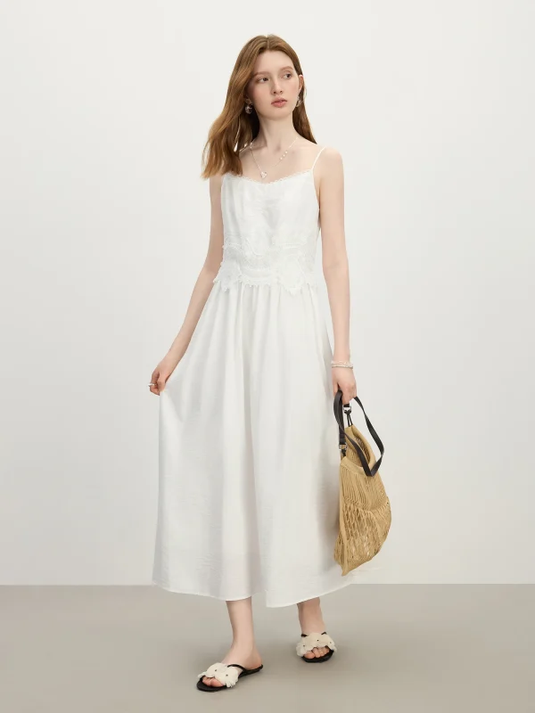 Chic Strappy Holiday Season Beach Stitching Lace Dress - Image 2