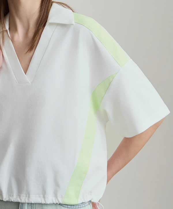V-Neck Pullover Loose Short Shoulder Sleeve Minimalist Cotton T-Shirts - Image 5