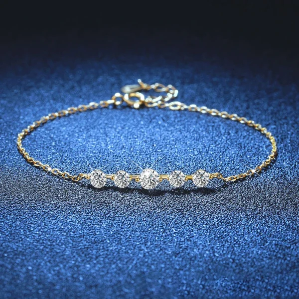 Classic 925 Sterling Silver Lab Diamond Plated Moissanite Charm Bracelets - Image 2
