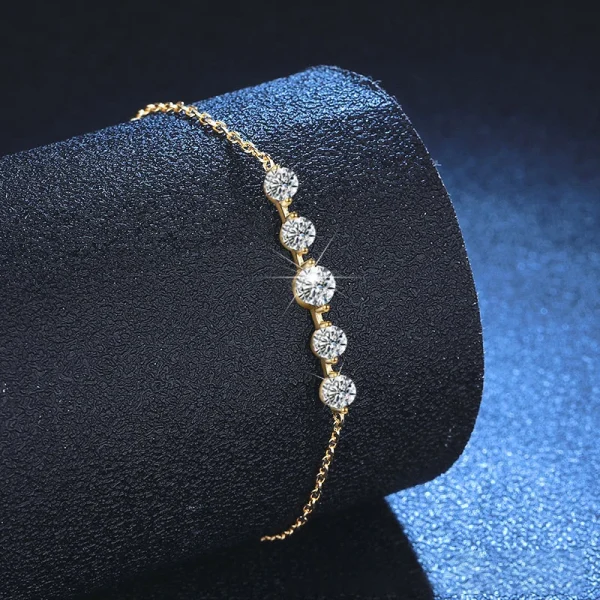 Classic 925 Sterling Silver Lab Diamond Plated Moissanite Charm Bracelets - Image 4