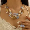 Classic Acrylic Charm Crystal Coral Necklace Earrings Wedding Jewelry Sets - Image 3