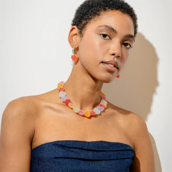 Classic Cute Love Candy Resin Niche Design Collarbone Chain Chokers Necklace