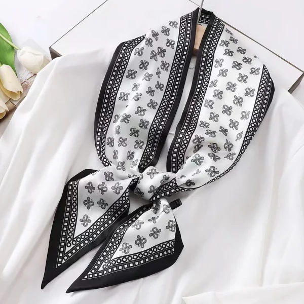 Classic Design Silk Skinny Headwear Print Neck Tie Hair Hand Bag Ribbon Wrist Belt Foulard Scarf - Image 2