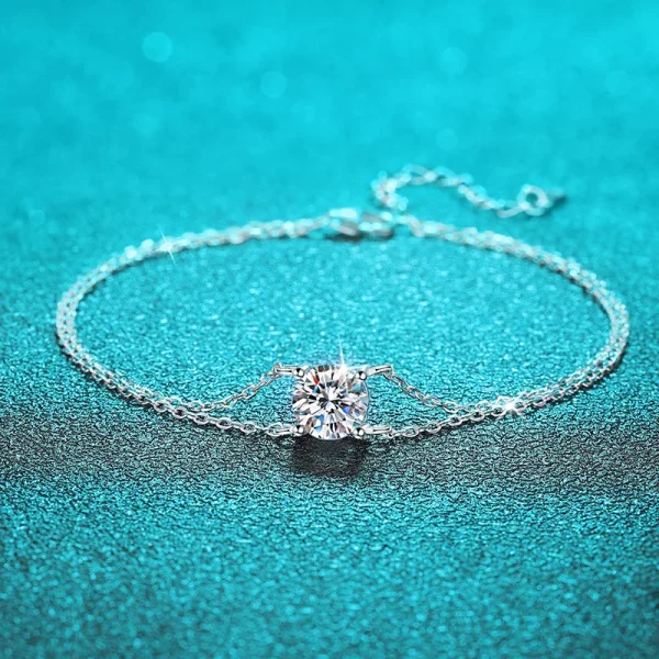 Classic Four Claw Chain S925 Sterling Silver Sparkling Moissanite Bracelets - Image 4