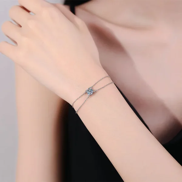 Classic Four Claw Chain S925 Sterling Silver Sparkling Moissanite Bracelets