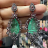 Classic Geometric Cubic Zirconia Copper Plant Long Earring - Image 5