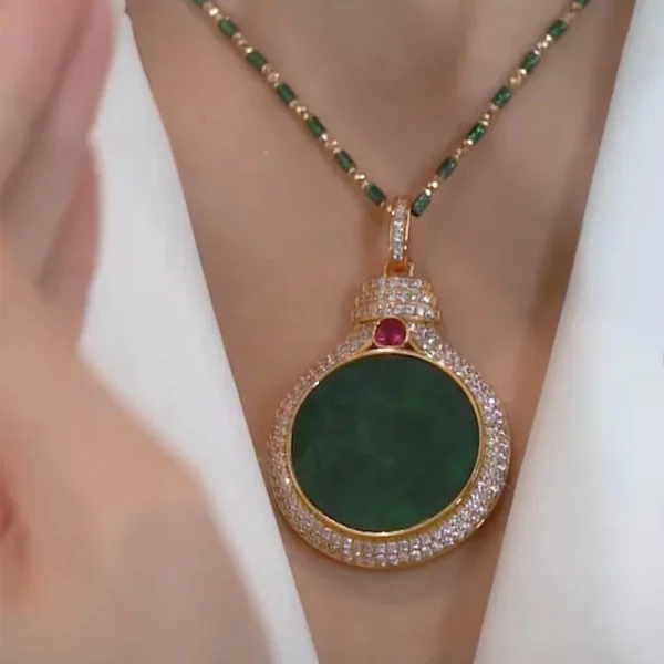 Classic Natural Agate Senior Sense Design Round Beaded Sweater Chain Pendant Necklace - Image 2